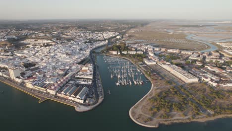 Ayamonte-harbor-and-surrounding-landscape,-Andalusia-in-Spain