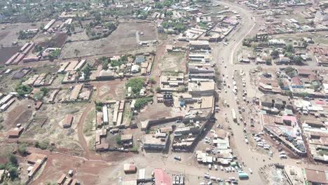 Aerial-view-of-crowded-market-area-of-Loitokitok,-Kenya,-Africa