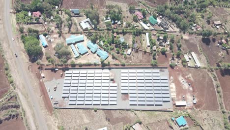 Aerial-view-of-less-crowded-market-in-Loitokitok,-kenya