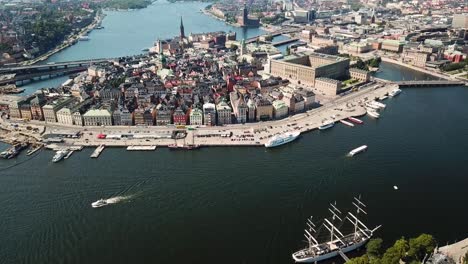 Aerial-View-of-Stockholm,-Gamla-Stan,-Sweden