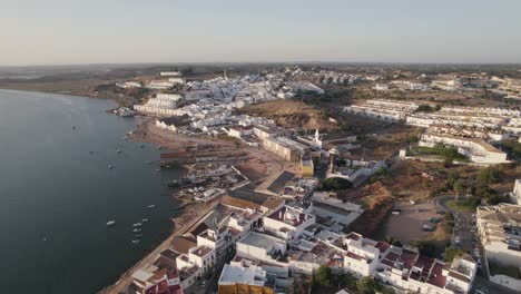 Guadiana-River-beach-and-Ayamonte-town,-Huelva,-Spain