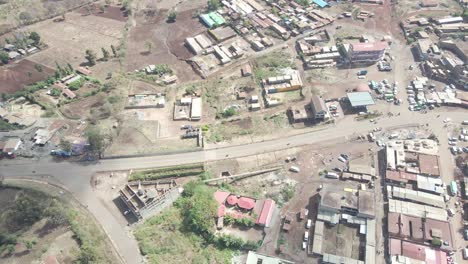 Aerial-view-of-"Y"-shape-rural-road-in-Loitokitok,-Kenya