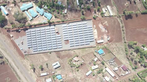 Aerial-view-of-a-rural-village-market-on-a-sunny-day-in-Loitokitok-Kenya