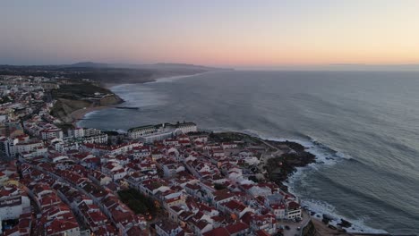Drone-view-of-Ericeira-village-during-sunset