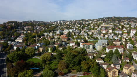 Panorama-Of-The-Eastern-Suburb-Of-Pully-Town-And-The-City-Landscape-Of-Lausanne-In-Switzerland