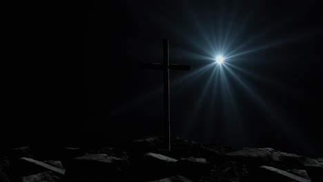 crucifix-on-the-rocks-silhouette-and-night-stars-background