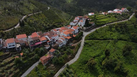 Aerial-view-of-a-small-village-on-the-top-of-a-mountain