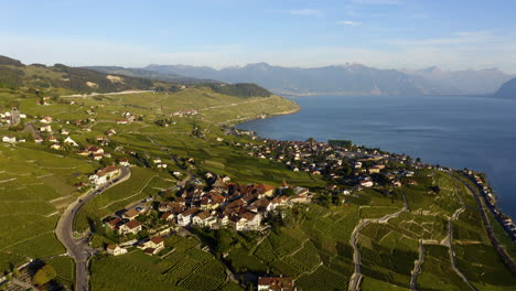Aerial-View-Of-Rural-Village-In-Grandaux,-Canton-of-Vaud-In-Switzerland
