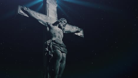 Jesucristo-En-La-Cruz-Con-Fondo-De-Estrellas-Nocturnas