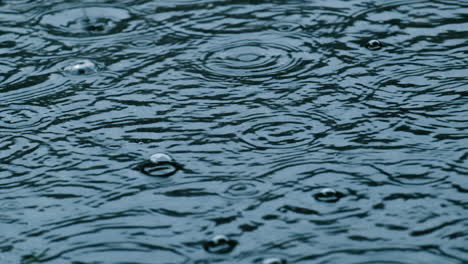 Slow-motion-of-raindrops-falling-on-submerged-road
