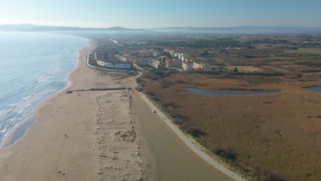 Aerial-Images-With-Drone-Of-The-Beach-Of-Begur-The-Gola-Del-Ter-Mouth-Of-The-River-Aiguamolls-Del-Baix-Emporda