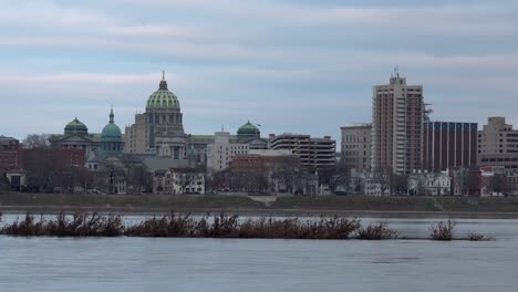 Harrisburg,-Pennsylvania---January-7,-2021:-A-view-of-the-Harrisburg-state-capital-across-the-Susquehanna-River