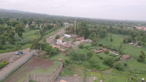 View-On-The-Traditional-Houses-In-The-Rural-Town-Of-Loitokitok,-Kajiado-County,-Kenya-At-Daytime---aerial-drone-shot