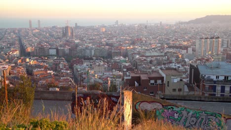 Golden-hour-light-over-the-city-of-Barcelona