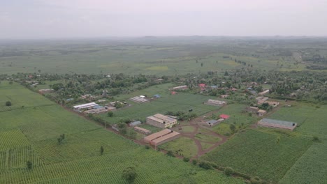Idyllic-Rural-Landscape-Surrounding-Loitokitok-Town-In-Kajiado-County,-Kenya---aerial-drone-shot