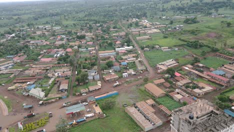 Bird's-Eye-View-Of-Countryside-Landscape-Of-Town-Loitokitok-In-Kajiado-County,-Kenya---aerial-drone-shot