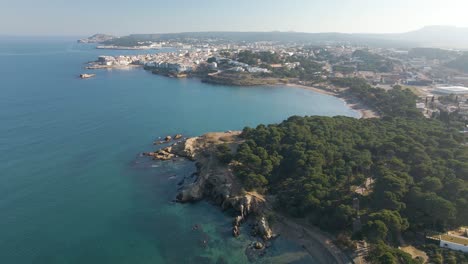 aerial-images-with-drone-of-the-beach-of-Begur-palafrugell-in-girona-europe