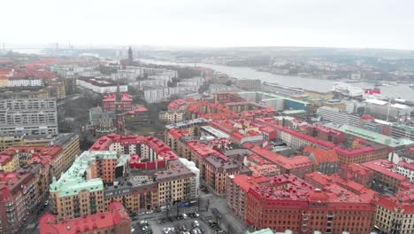 Aerial-Cityscape-Shot-Beautiful-Gothenburg-City,-Travel-Destination-In-Sweden