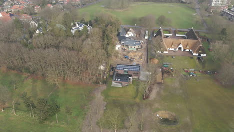 Aerial-of-new-house-being-build-on-construction-site