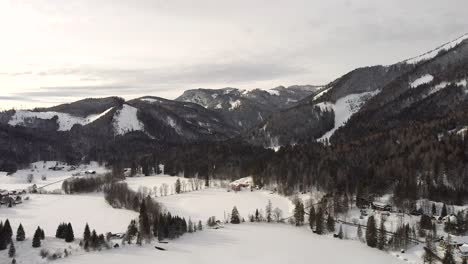 Drone-flight-over-frozen-lake-in-Austria