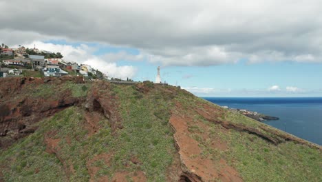 Aerial-of-statue-of-Christ-the-King-on-top-of-cliffs-at-Madeira-island