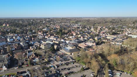 Waitrose-supermarket-Bishop-Stortford-Town-in-background-Hertfordshire-UK-Aerial
