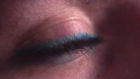 Macro-Shot-Of-A-Woman's-Eye-Moving-Up-And-Down