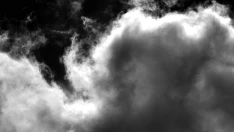 Panorama-Von-Flauschigen-Wolken-In-Schwarz-weißer-Farbe,-Die-Sich-Am-Himmel-Bewegen