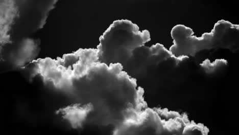 Cumulus-Clouds-In-Black-And-White-Color-Moving-In-The-Sky