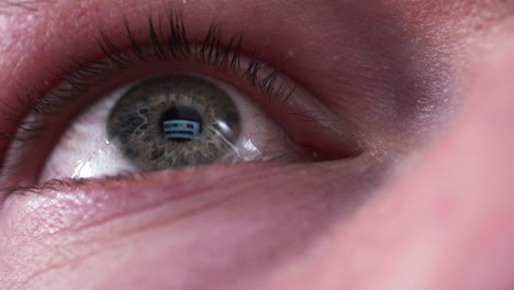 Close-Up-Of-A-Man's-Eye-Browsing-Smartphone---Macro-Shot