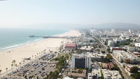 Los-Angeles-California-panoramic-downtown-beach-coastline-aerial-city-landscape-dolly-left