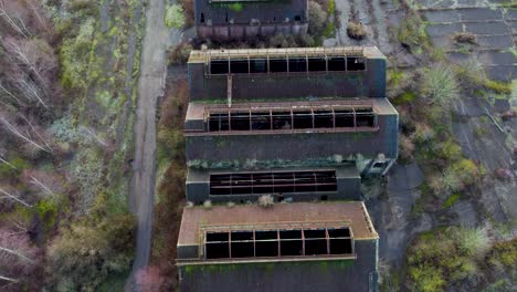 Overhead-drone-footage-of-an-abandoned-colliery-in-Snowdown-in-Kent,-England