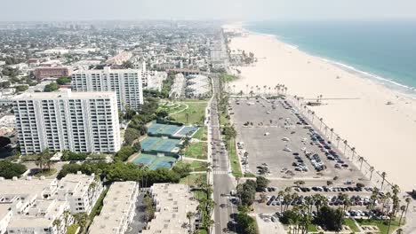 Los-Angeles-waterfront-beach-high-rise-property-aerial-view-above-city-landscape