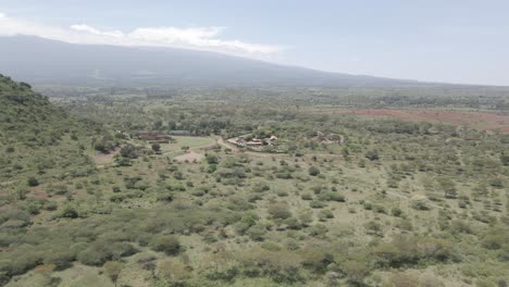 Farm-buildings-in-Africa-landscape-in-aerial-drone-distance-shot