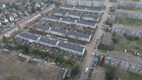 Aerial-overview-of-residential-neighbourhood-with-solar-panels-on-rooftop