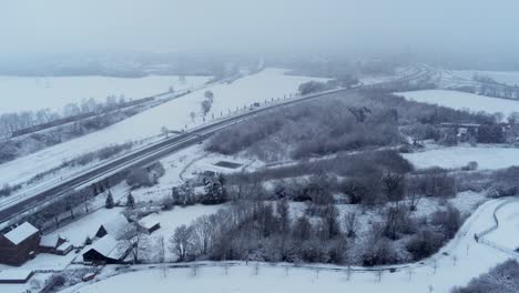 Snowy-German-highway-between-Bochum-and-Essen-during-heavy-snowfall