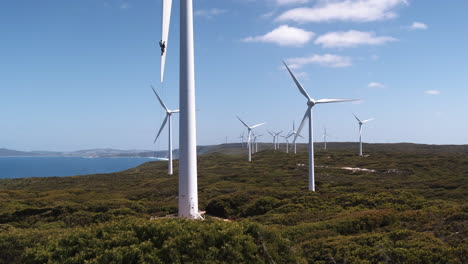 Trucking-shot-in-front-of-the-Wind-farm-in-Albany,-Australia