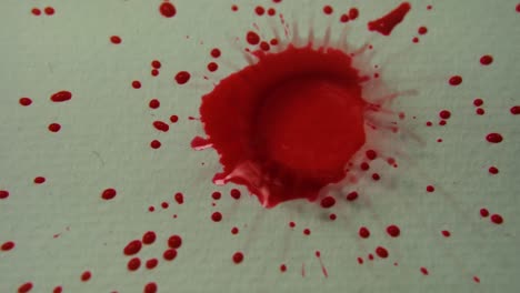 Gotas-De-Tinta-Roja-Y-Salpicaduras-En-Papel-Creando-Textura-De-Sangre,-Obras-De-Arte-Abstractas