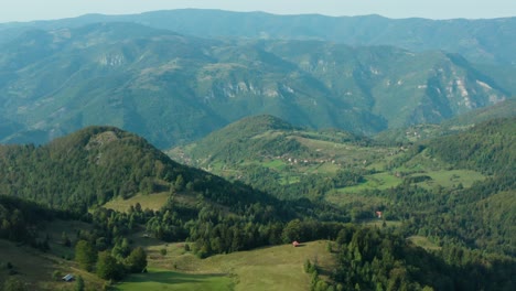 Radocelo-mountain-landscape-in-Serbia,-aerial-view-over-green-mountainside