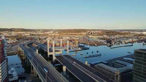 New-And-Old-Bridge-Over-Gota-Alv-River-In-Gothenburg,-Sweden-During-Pandemic