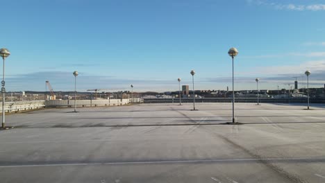 Empty-Parking-Garage-With-Lamp-Post-During-COVID-19-Pandemic-Outbreak-In-Gothenburg,-Sweden