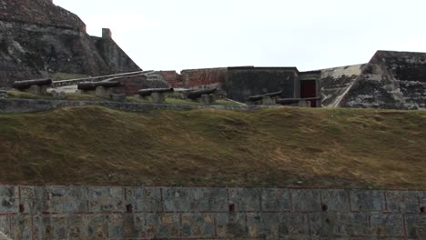 The-cannons-of-Castillo-de-San-Felipe-de-Barajas-fortress,-Cartagena,-Colombia