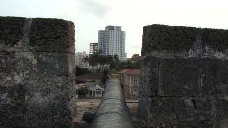 Die-Kanone-Von-Castillo-De-San-Felipe-De-Barajas,-Cartagena,-Kolumbien