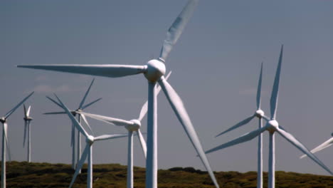 Close-Up-of-huge-Windmill-Turbines,-Wind-Reneval-Energy-Turbines