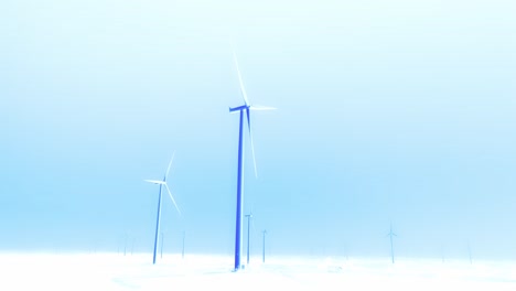 Wind-Turbines,-Monochromatic-Colour,-illustrating-no-heat-or-fossil-fuel-emissions-from-the-power-plant-which-is-sustainable