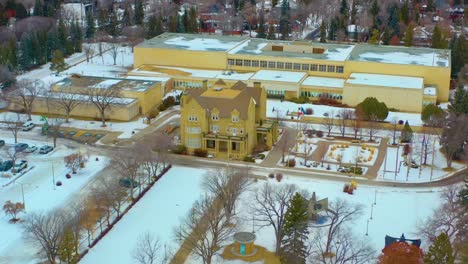 Aerial-Winter-semi-circle-around-the-quiet-Government-House-with-the-old-Royal-Alberta-Museum-designated-by-Her-Majesty-Queen-Elizabeth-II-on-May-24th-2005-in-Celebration-of-Alberta's-Centennial-2-6