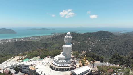 The-Great-Buddha-of-Phuket,-seated-Maravija-Buddha-statue-in-Phuket,-Thailand