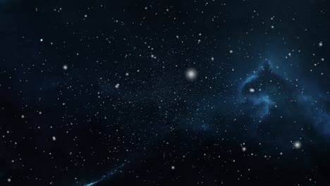 Sich-Bewegende-Blaue-Nebelwolken-Im-Sternenübersäten-Universum