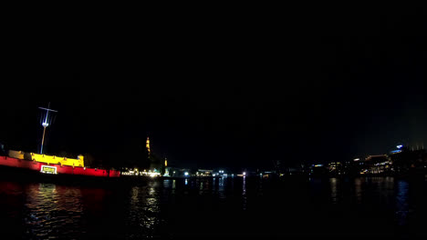 Bangkok-City-with-Chao-Praya-river-at-night-view-from-boat-in-Thailand