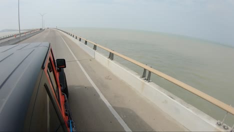 High-POV-Driving-on-Queen-Isabella-Causeway-on-between-South-Padre-Island-and-Port-Isabel-Texas